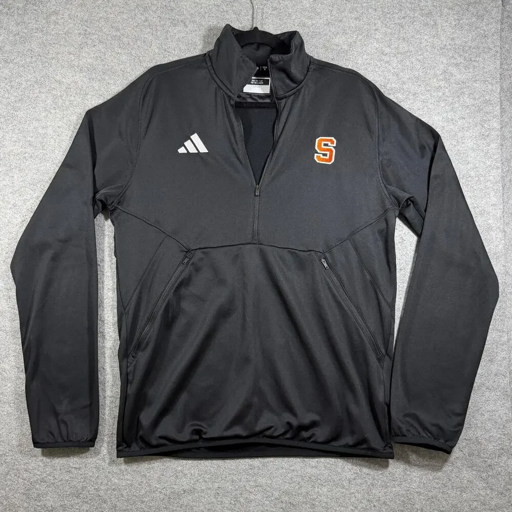 Adidas Syracuse Orange 1/4 Zip Pullover Mens M Black AEROREADY NCAA Athletic